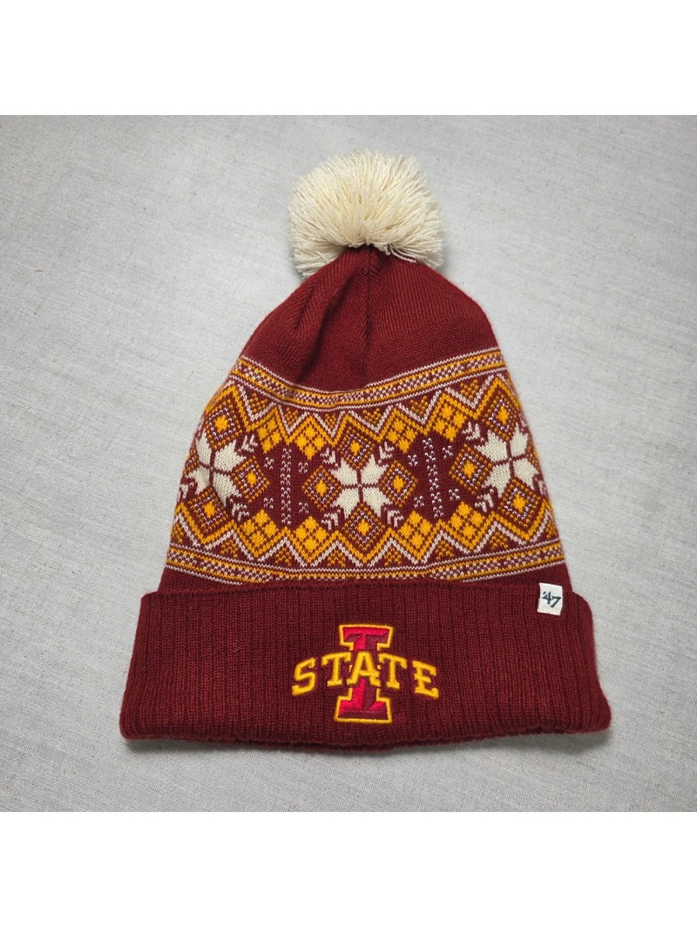 Iowa State Cyclones ’47 Brand Fair Isle Pom Beanie Knit Winter Hat Women’s